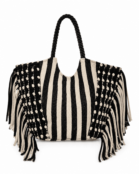 Noir Fringe Handwoven Tote