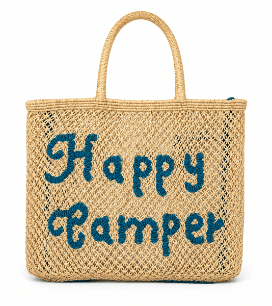 Happy Camper Handwoven Jute Tote