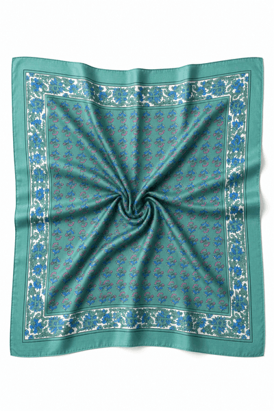 Teal Bloom Silk Scarf