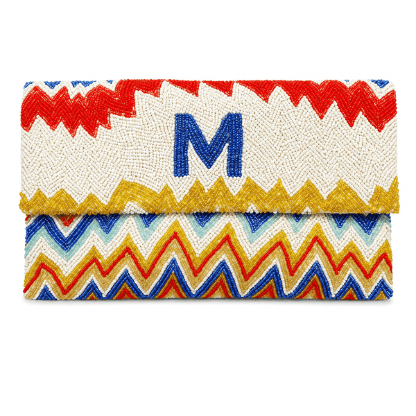 Monogram Zigzag Beaded Clutch