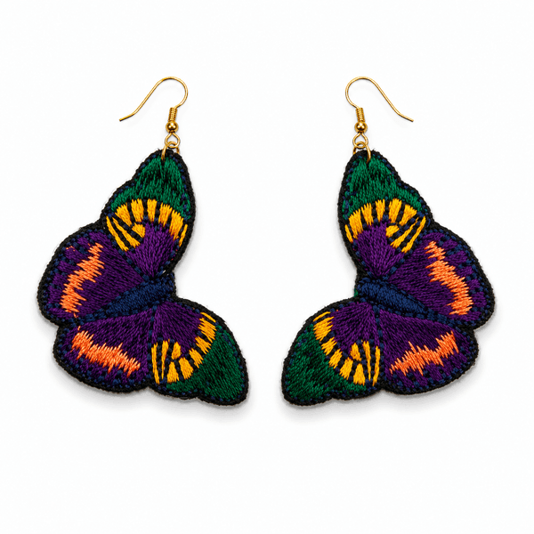 Midnight Butterfly Embroidered Earrings