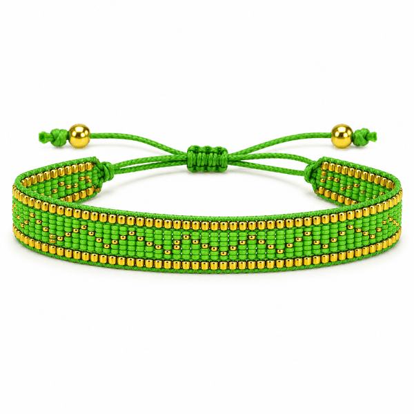 Emerald Glow Beaded Armband