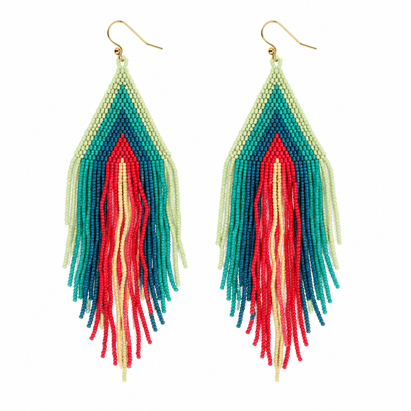 Desert Flame Fringe Beaded Earrings