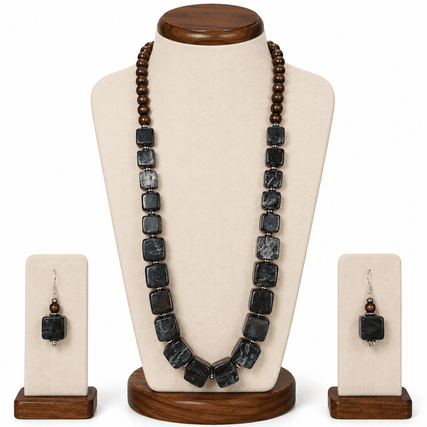 Midnight Marble Bead Necklace Set