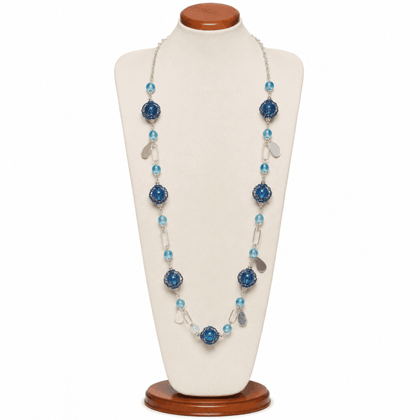 Azure Cascade Opera Necklace