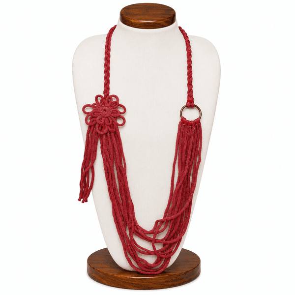 Crimson Tassel Statement Necklace