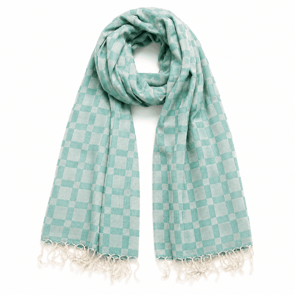 Milan Check Modal Scarf, Seafoam Green