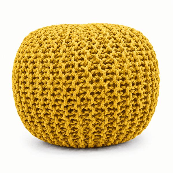 Golden Harvest Knitted Pouf