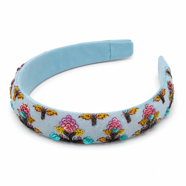 Azure Bloom Embroidered Headband