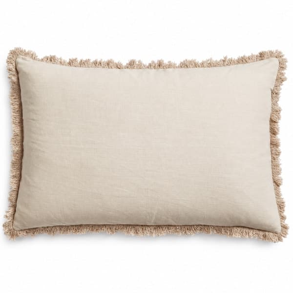 Ivory Haven Linen Fringe Cushion Cover