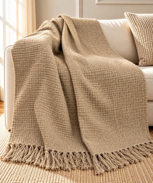 Sienna Natural Handwoven Cotton Throw