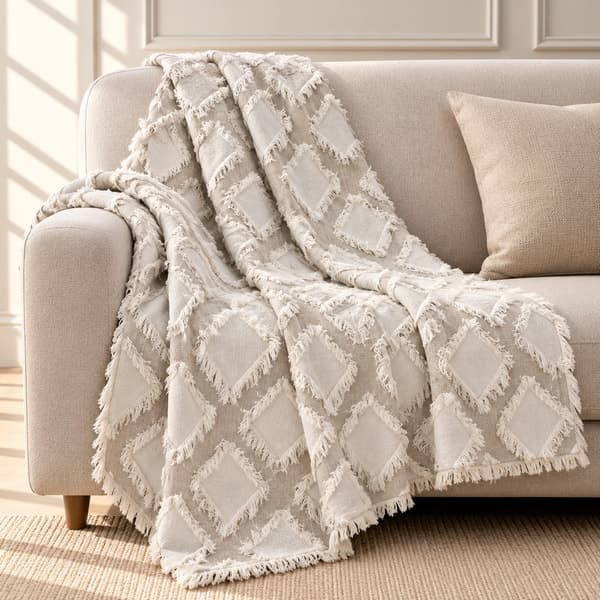 Ziya Frayed Diamond Luxe Throw
