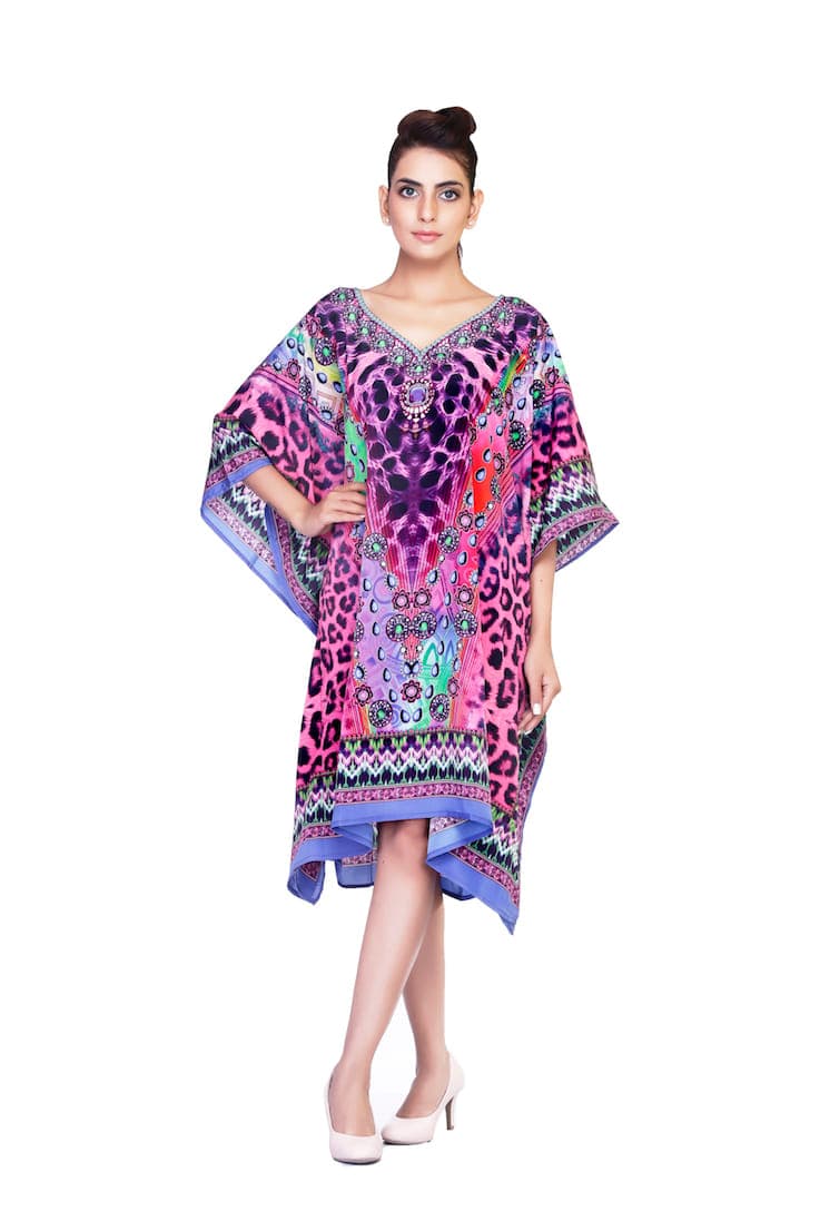 PURPLE COLOR ANIMAL PRINT CAFTAN