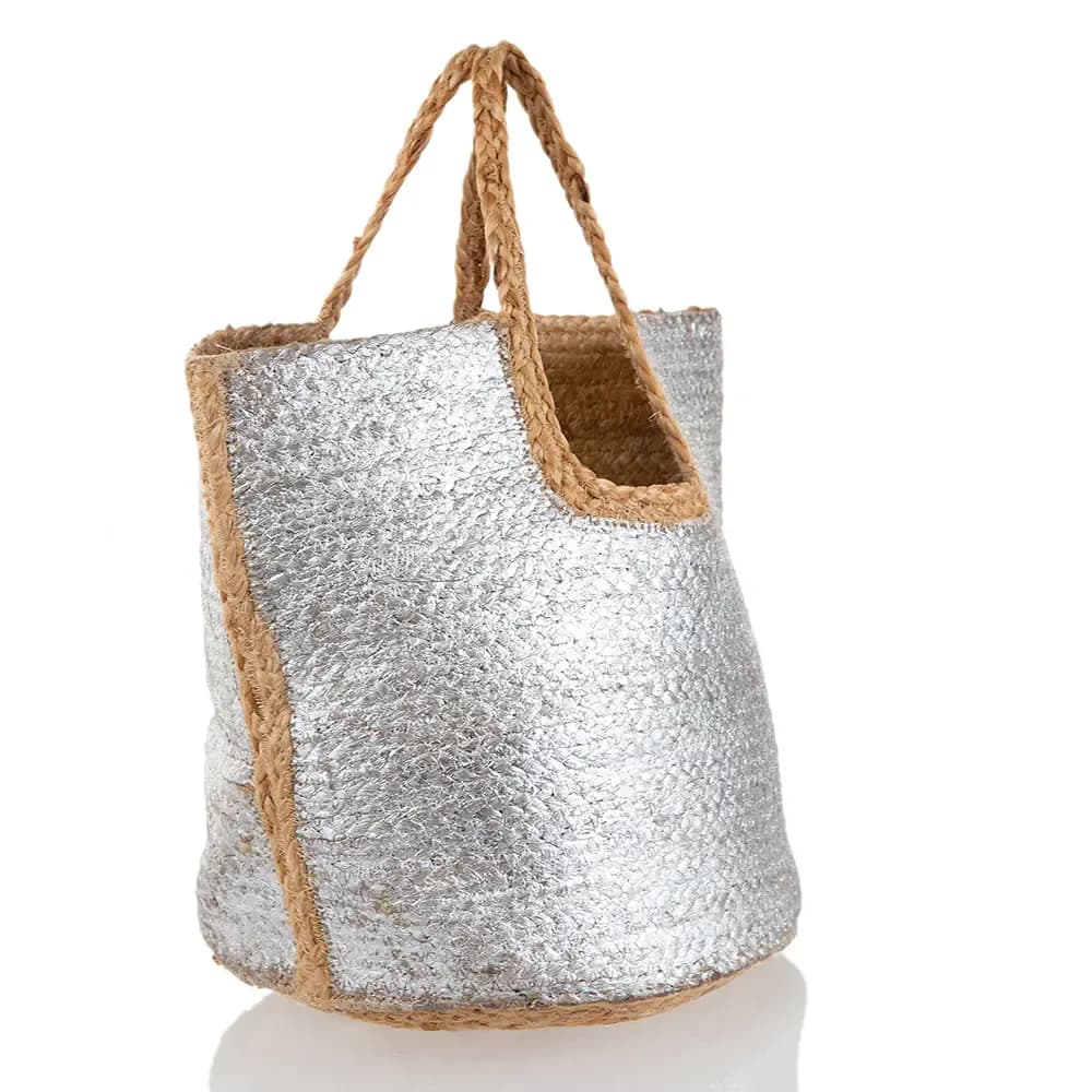 SILVER STRAW BAG 