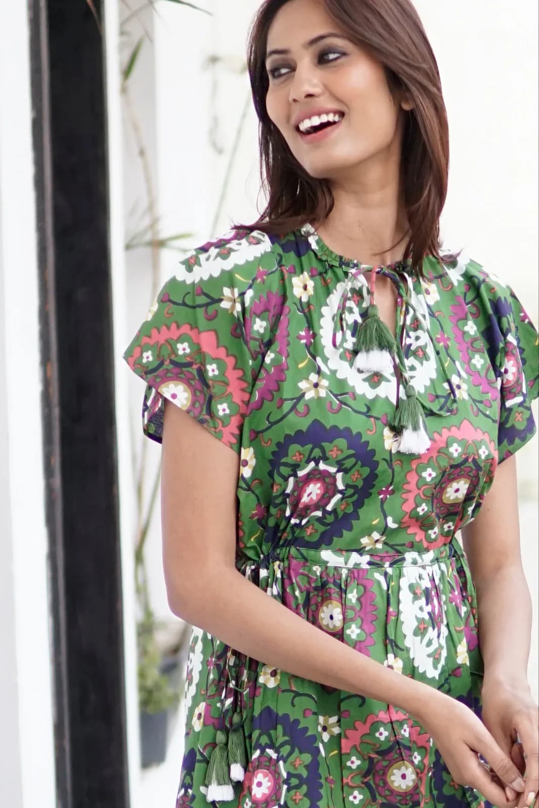 Summer cotton maxi dress, boho beach dress, block printed cotton summer dres
