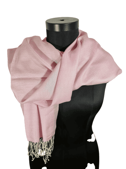 Cashmere - silk scarf in light pink and white