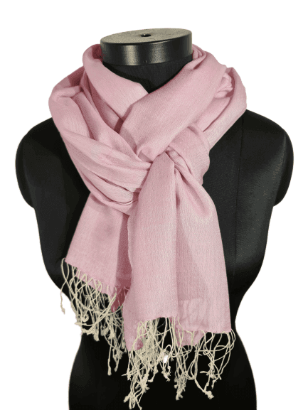 Cashmere - silk scarf in light pink and white