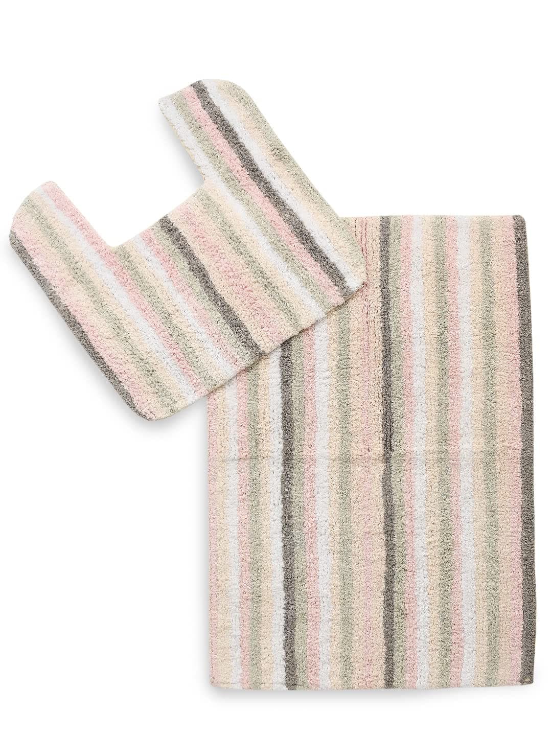 Striped Anti-Skid Bathmat & Contour Set