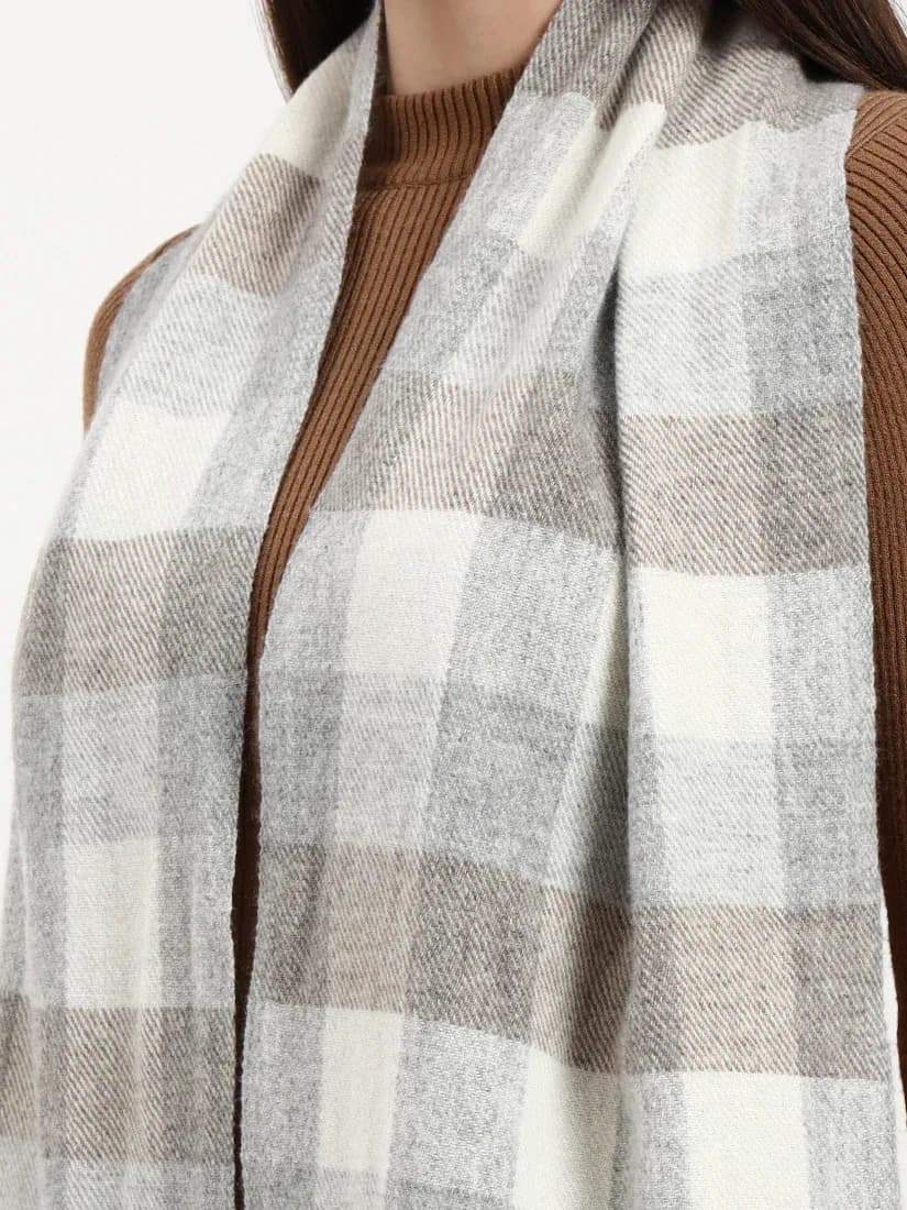 Oatmist Graphite Check Scarf