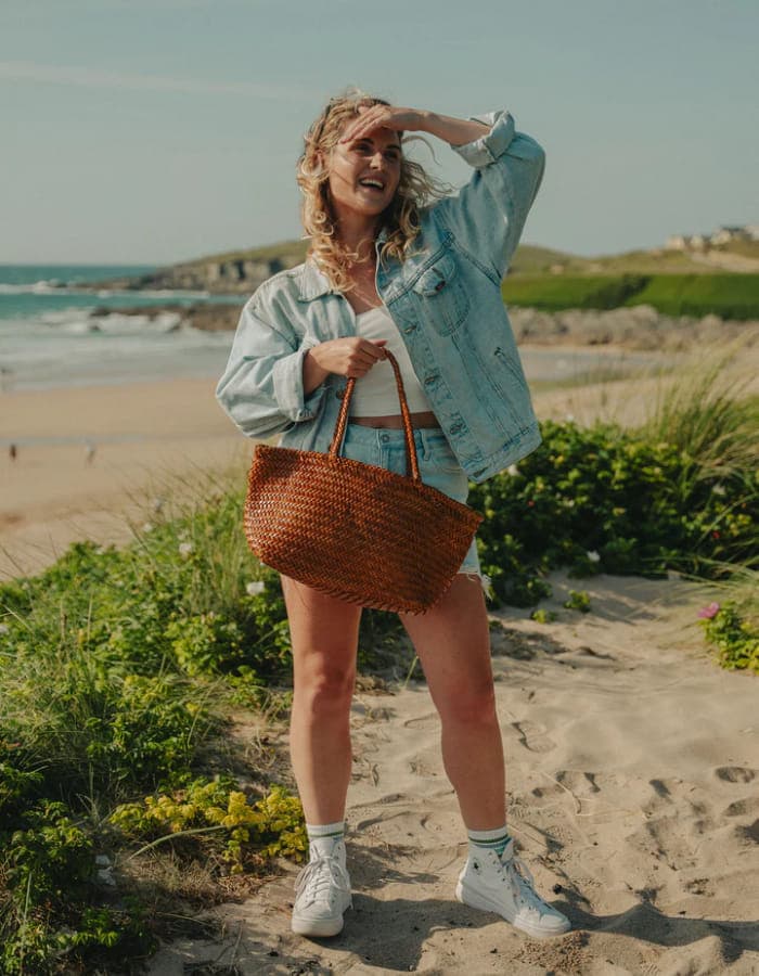 Amora Woven Leather Shoulder Bag