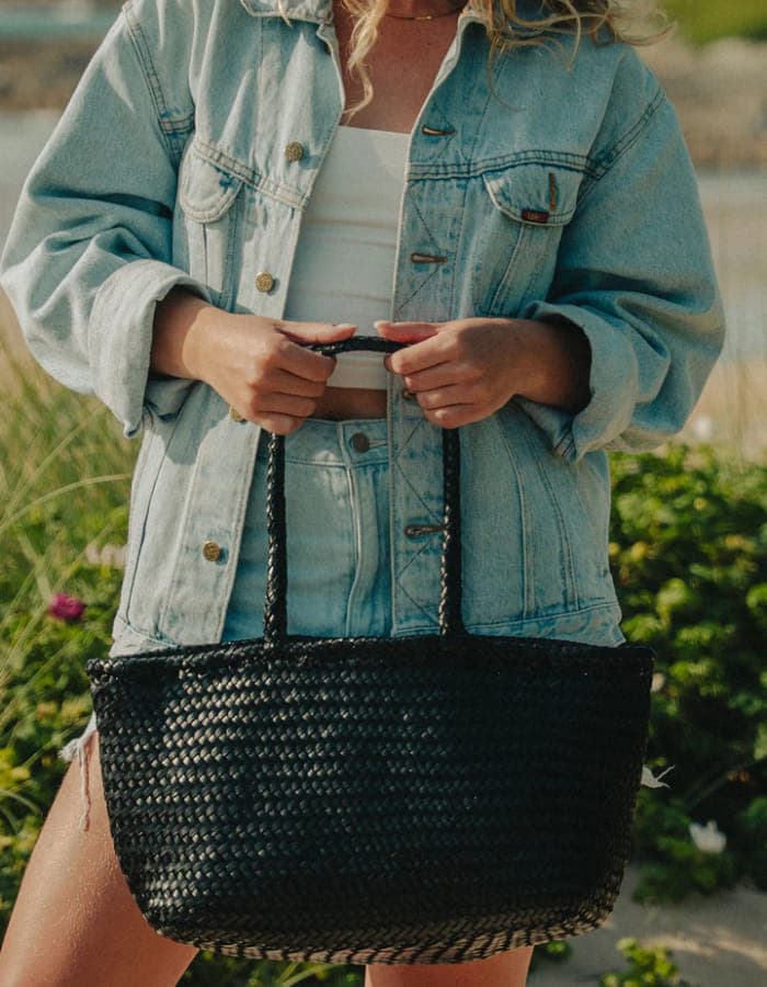 Amora Woven Leather Shoulder Bag