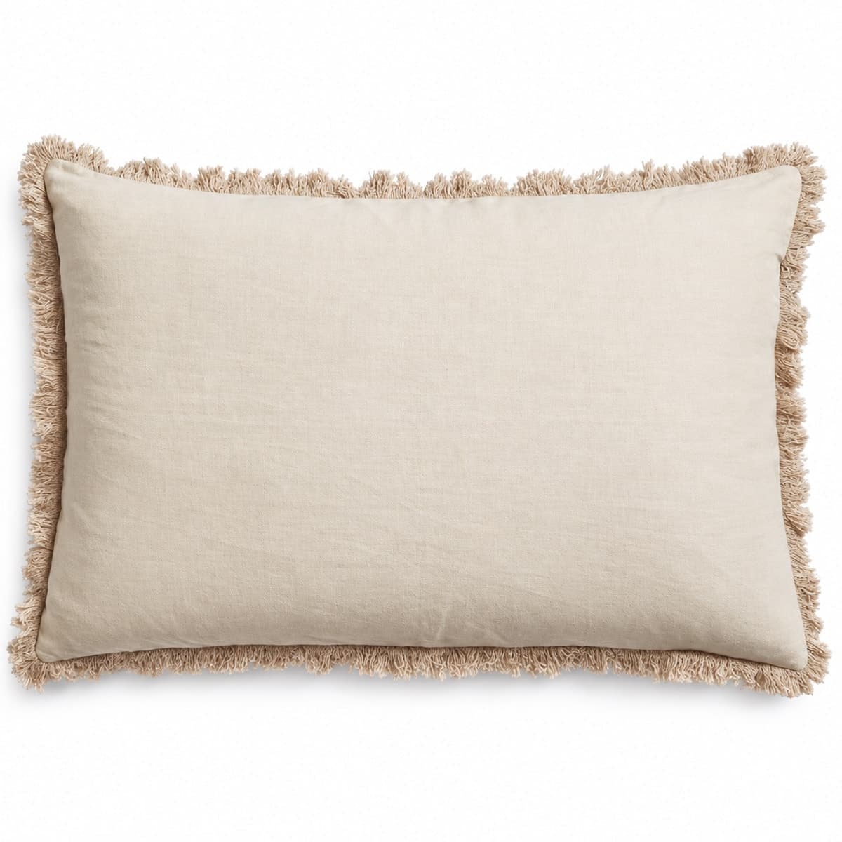Ivory Haven Linen Fringe Cushion Cover