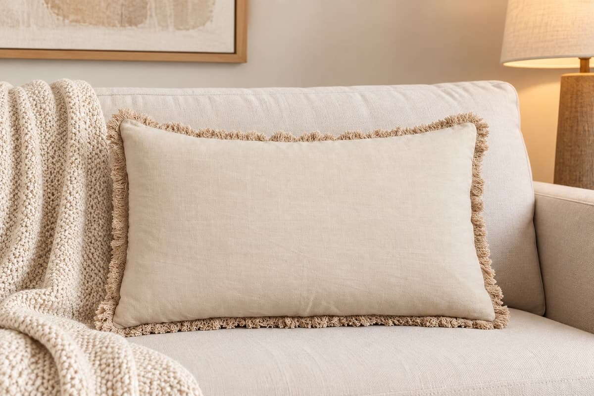 Ivory Haven Linen Fringe Cushion Cover