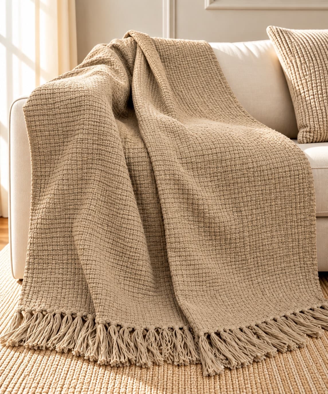 Sienna Natural Handwoven Cotton Throw