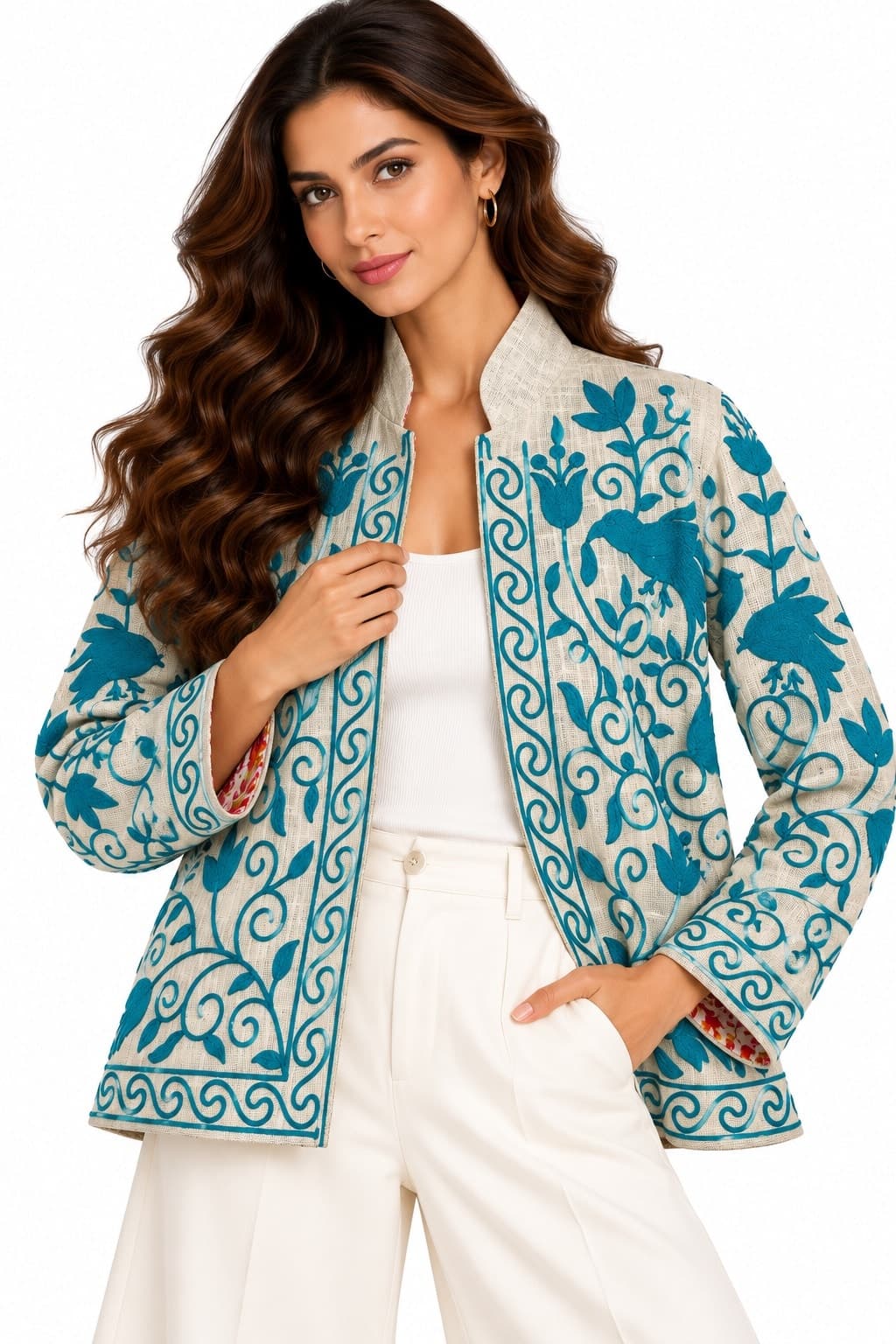 Celestina Azure Suzani Cotton Jacket