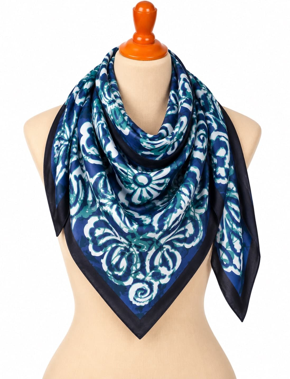 Alessia Teal Heritage Pure Silk Scarf
