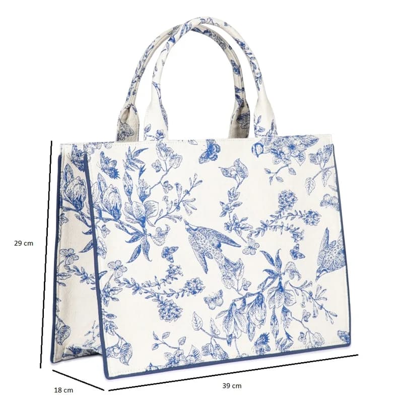 Camille Vintage Botanical Canvas Tote Bag
