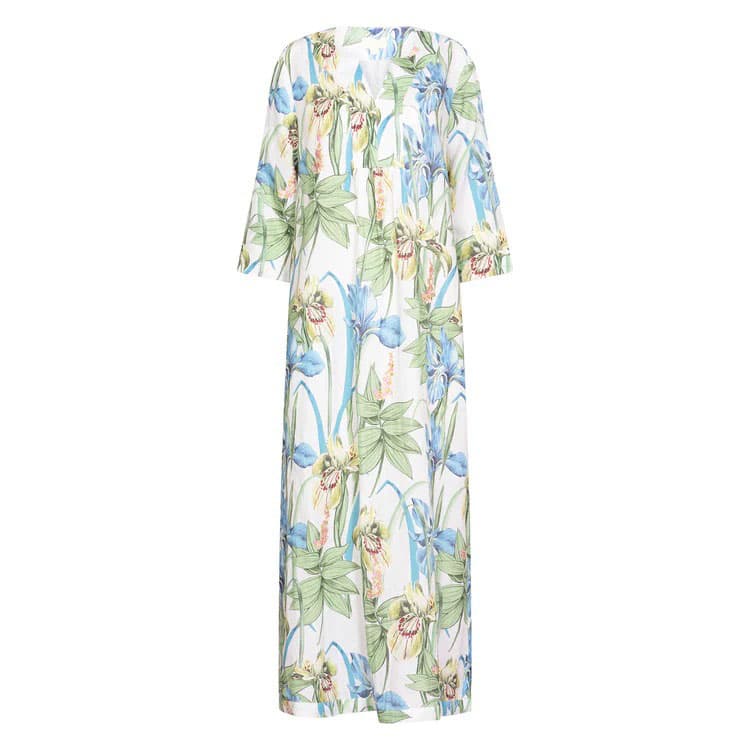 IRIS EMBROIDERED MAXI DRESS LINEN WHITE