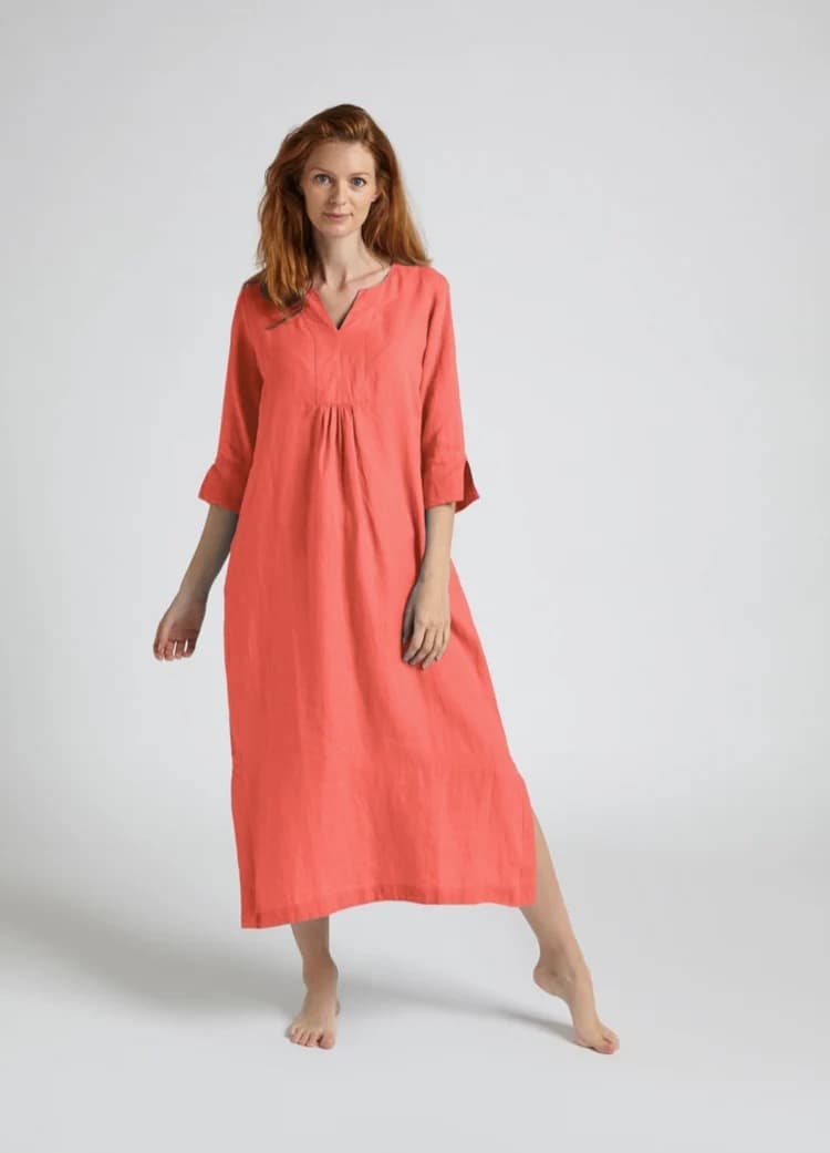 LIFE STYLE LINEN MAXI DRESS APRICOT