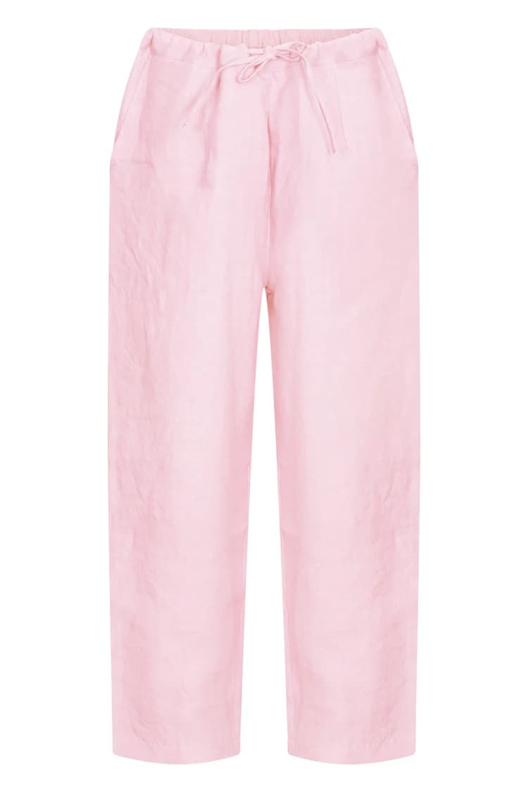 LIFE STYLE PLAIN TROUSER LINEN SHELL PINK
