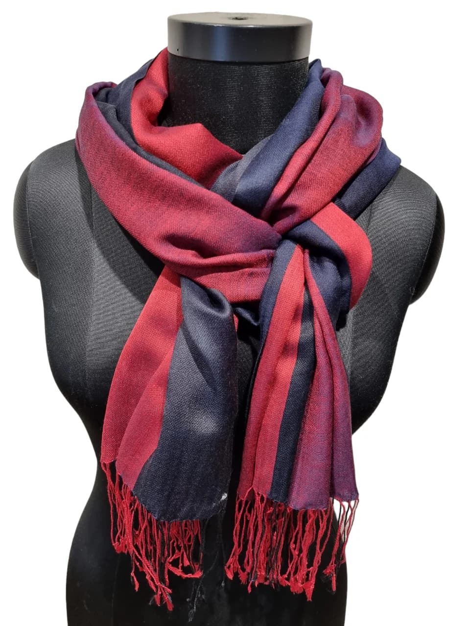 TOUGH RED AND BLACK CASHMERE/SILK SCARF
