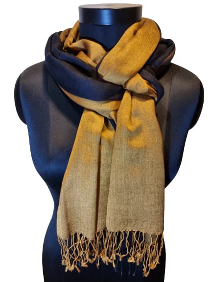 YELLOW AND BLACK SCARF IN CASHMERE AND SILK