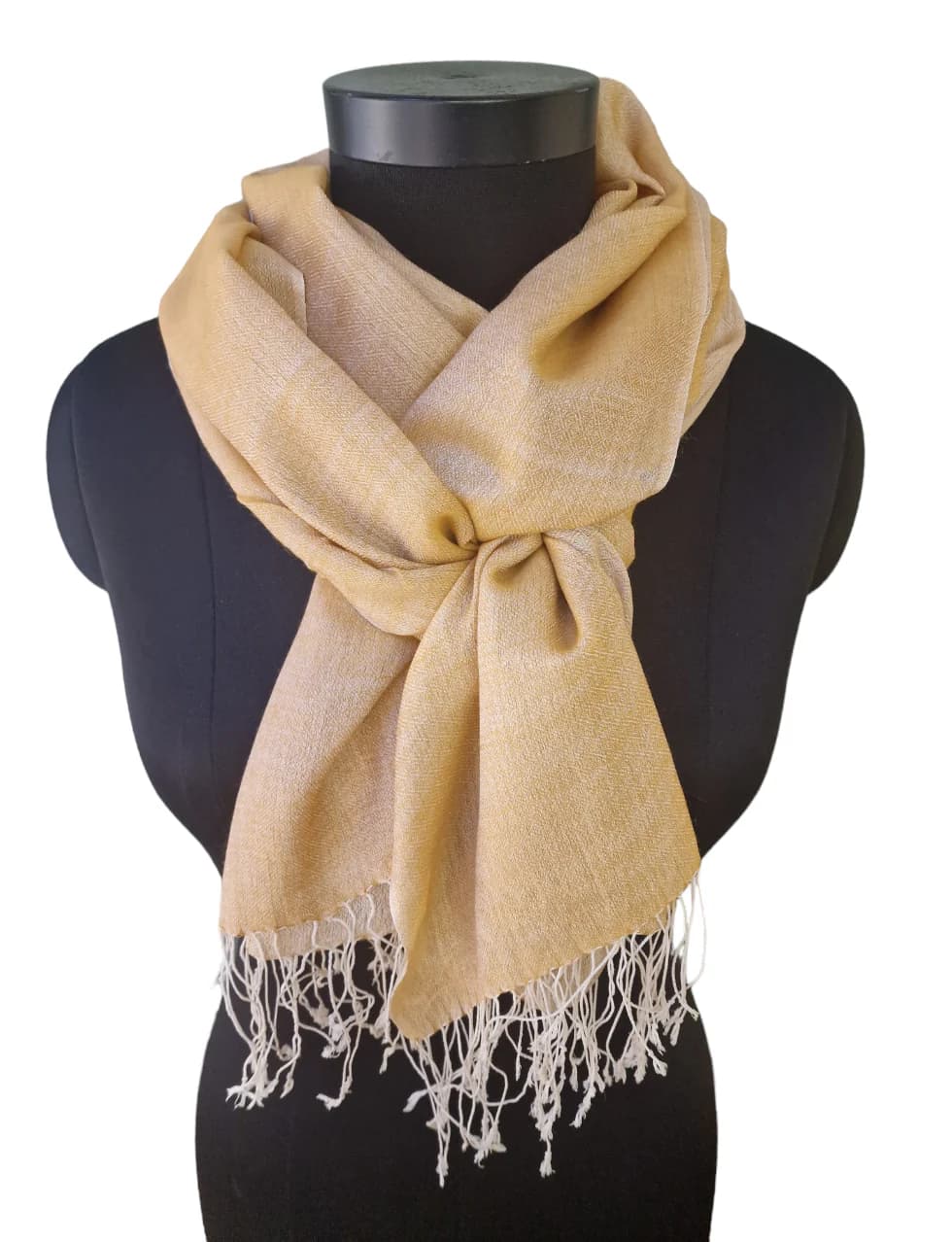 CASHMERE AND SILK SCARF WARM YELLOW AND WHITE