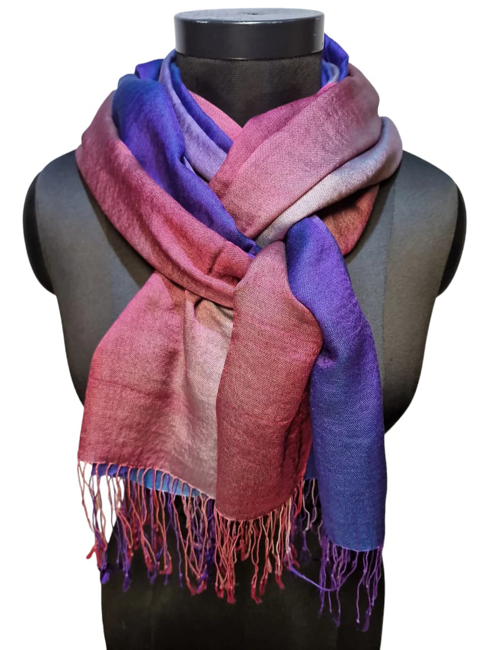 DUSTY BUT COLORFUL SCARF IN CASHMERE AND MULBERRY SILK