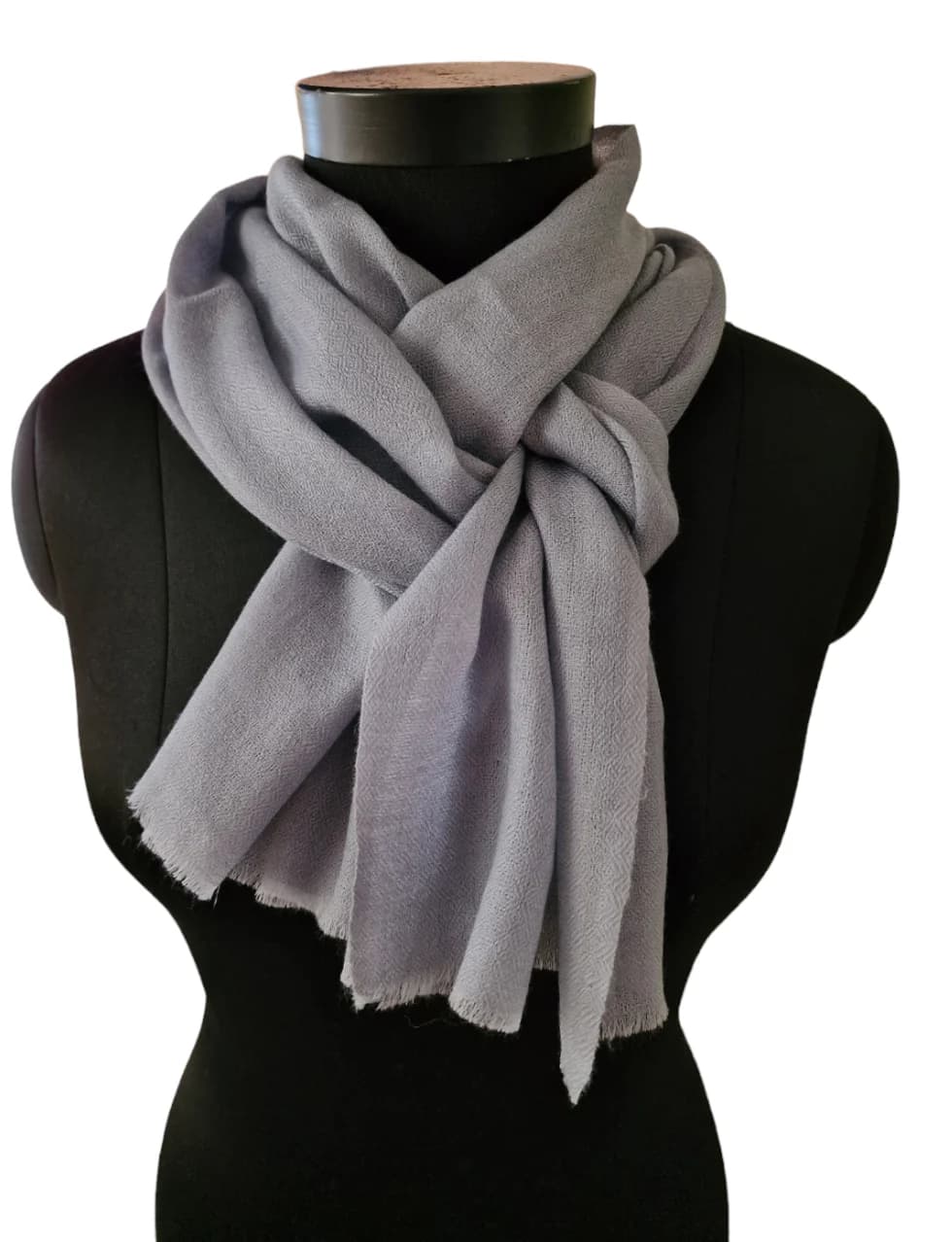 NARROW, LIGHT BLUE-GRAY SCARF IN CASHMERE WOOL