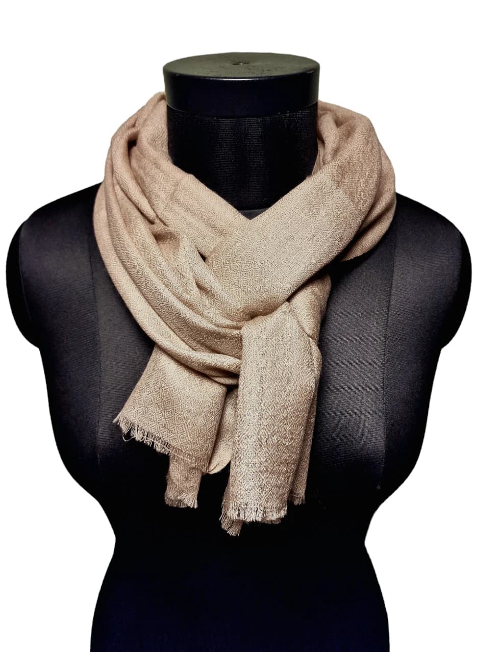 LIGHT NATURAL COLORED CASHMERE SCARF