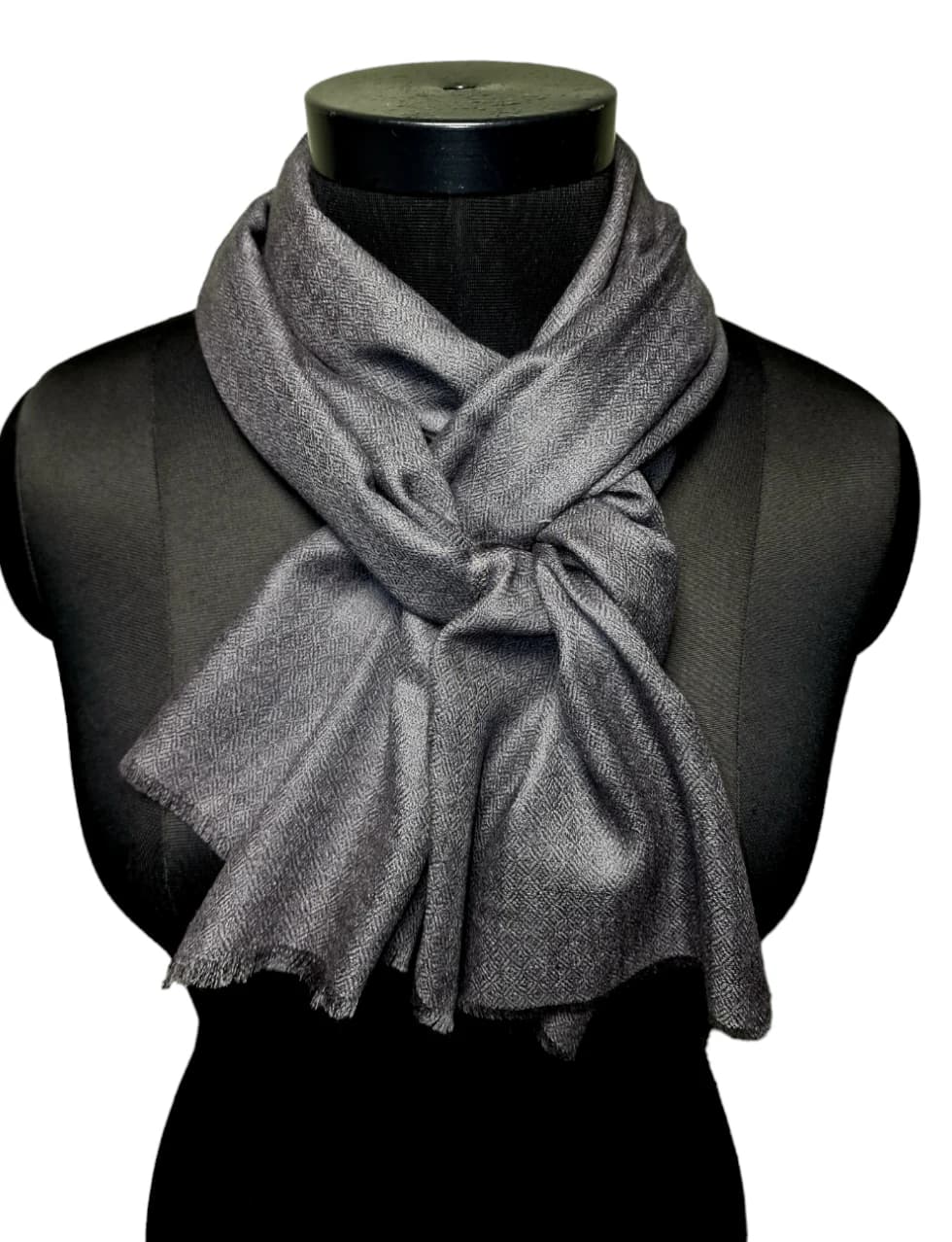 NARROW ANTHRACITE GRAY CASHMERE SCARF