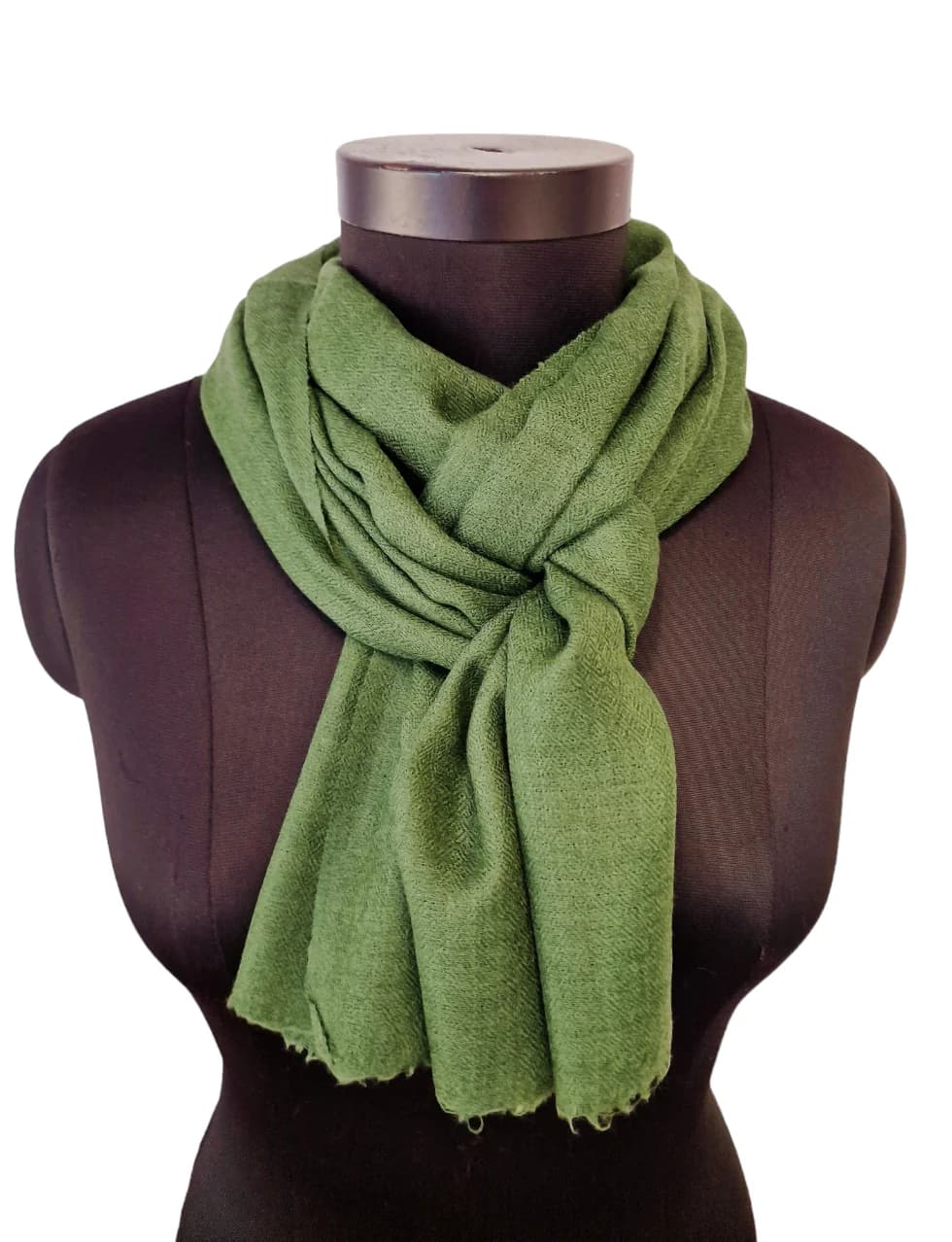 NARROW ARTICHOKE GREEN CASHMERE SCARF