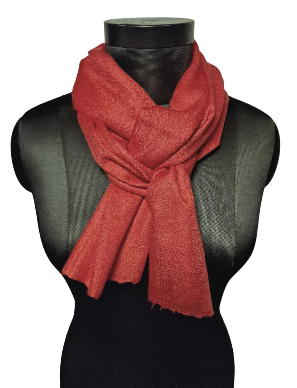 NARRROW DEEP RED CASHMERE SCARF