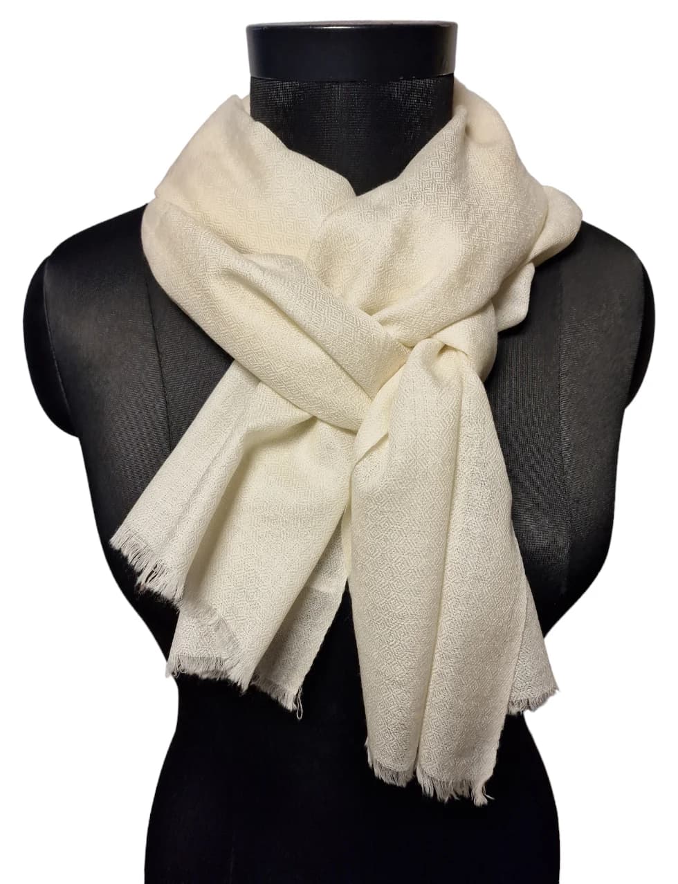 NARRROW OFF-WHITE CASHMERE SCARF