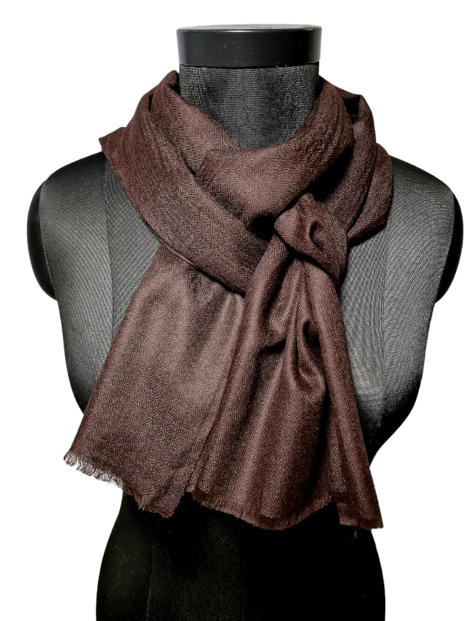 SUPER LIGHT NARROW BROWN CASHMERE SCARF