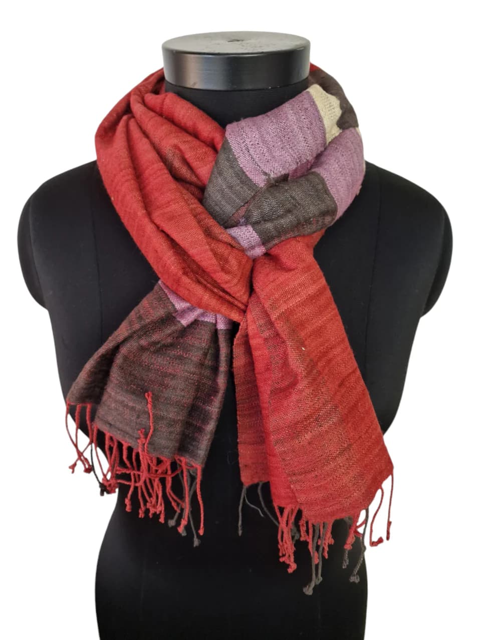 HANDMADE SILK SCARF IN WARM COLORS