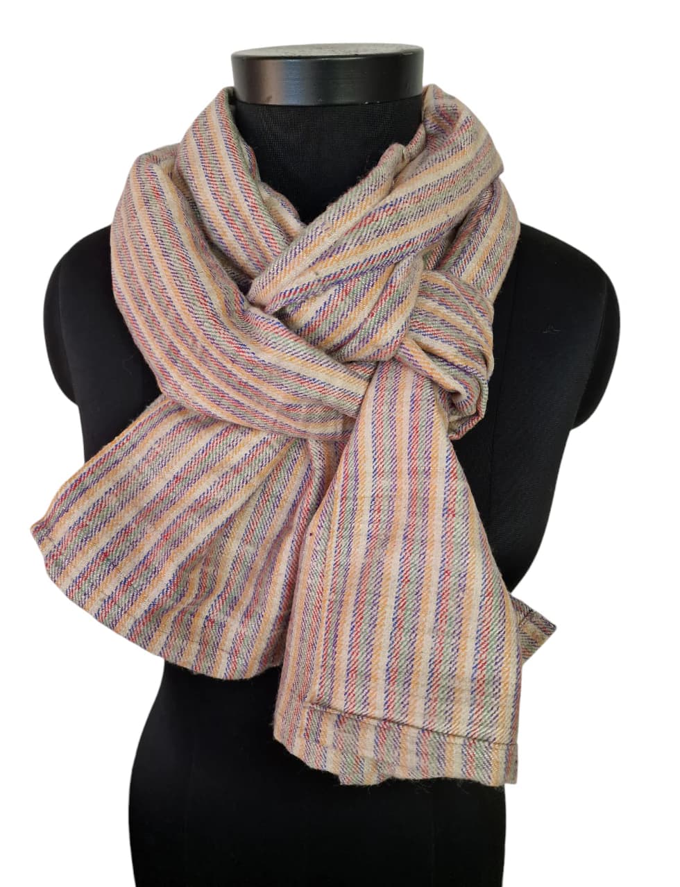 LONG STRIPED HANDMADE SILK SCARF