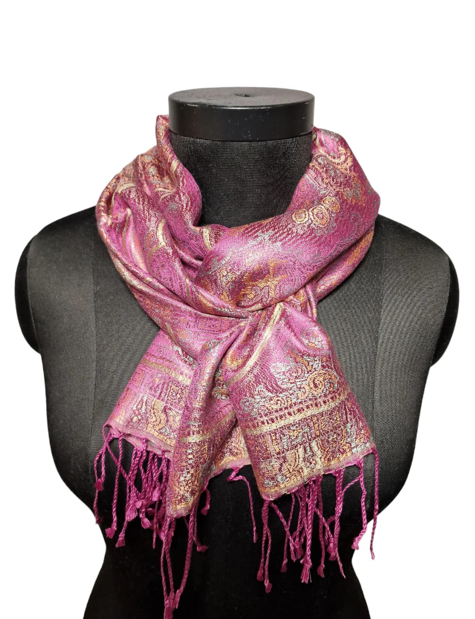 PINK SILK SCARF WITH CALM DETAILS