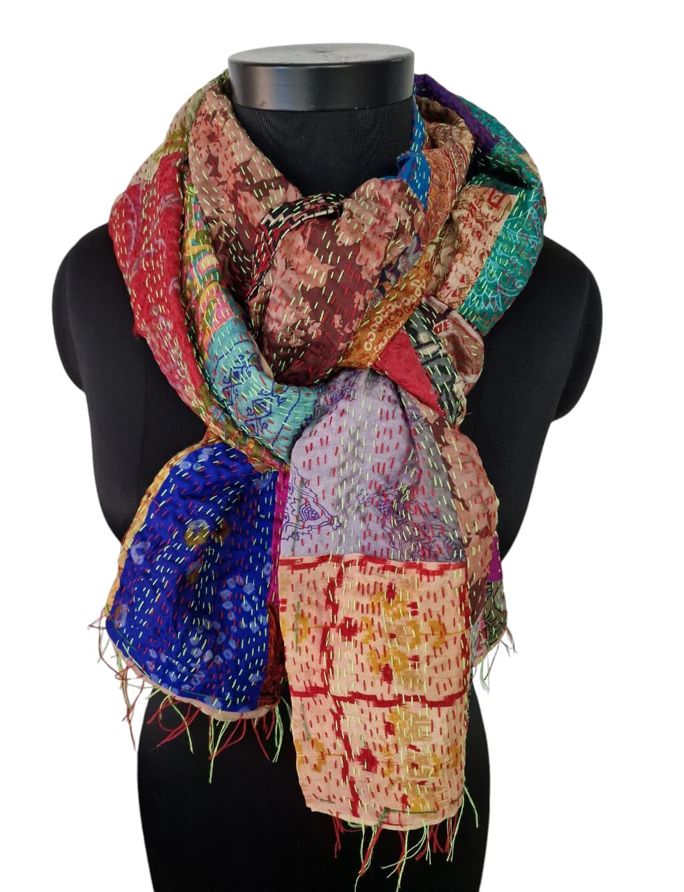 SMASHING HAND EMBROIDERED SILK SCARF FROM WEST BENGAL