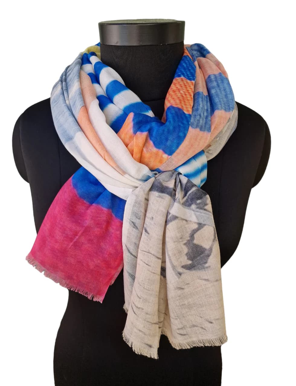 COTTON SILK SCARF CALLED "STRIPES ON THE BEACH"